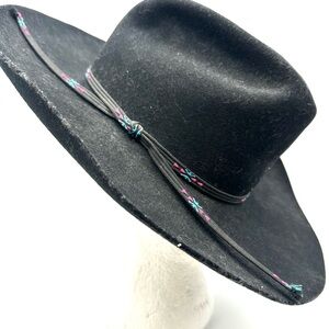Vintage Eddy Bros Cowboy Hat Made In USA Black Wool Ghost Rider Jr Size 6 1/4